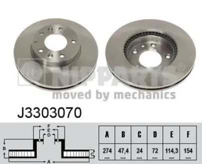 Вентильований гальмівний диск Nipparts J3303070
