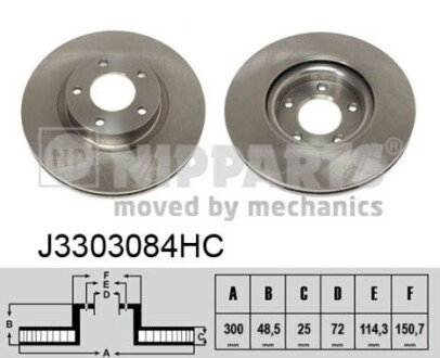 Вентилируемый тормозной диск nipparts J3303084HC на Мазда 5