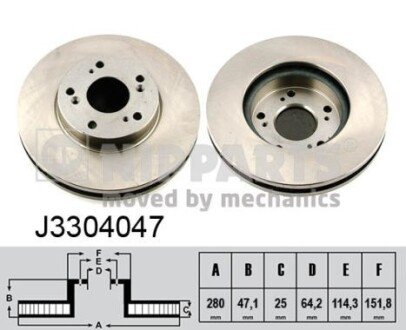 Вентильований гальмівний диск nipparts J3304047