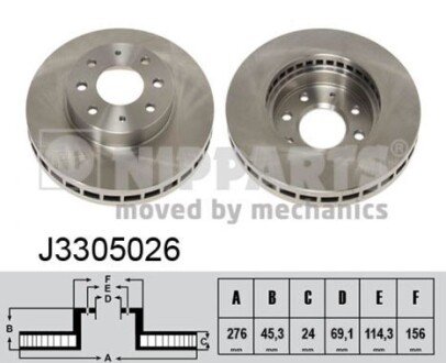 Вентилируемый тормозной диск nipparts J3305026