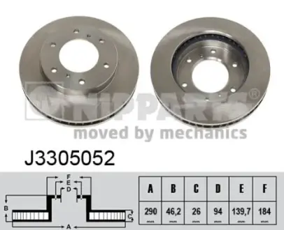 Вентильований гальмівний диск Nipparts J3305052