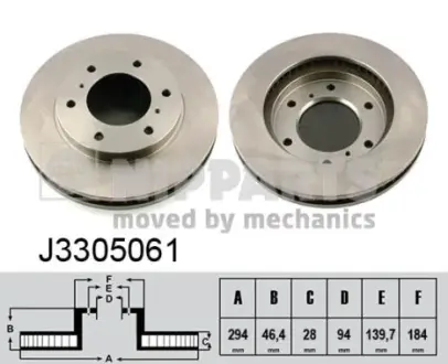 Вентильований гальмівний диск Nipparts J3305061