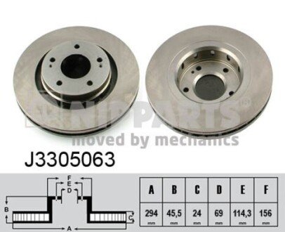 Вентильований гальмівний диск nipparts J3305063