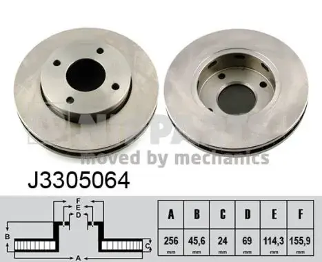 Вентилируемый тормозной диск nipparts J3305064