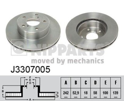 Вентильований гальмівний диск nipparts J3307005