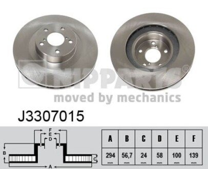 Вентилируемый тормозной диск nipparts J3307015