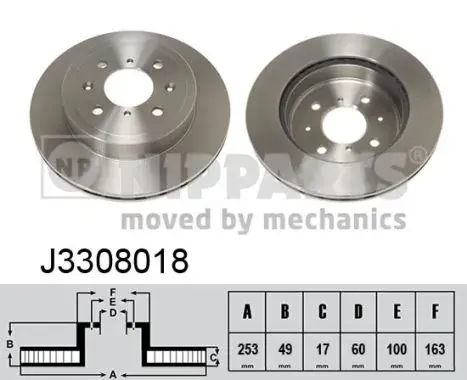 Вентилируемый тормозной диск nipparts J3308018