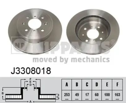 Вентилируемый тормозной диск nipparts J3308018