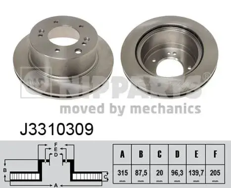 Вентилируемый тормозной диск nipparts J3310309