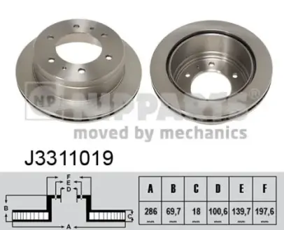 Вентильований гальмівний диск Nipparts J3311019
