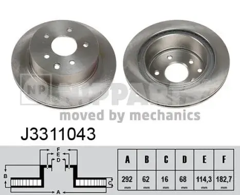 Вентилируемый тормозной диск nipparts J3311043