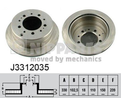 Вентилируемый тормозной диск nipparts J3312035