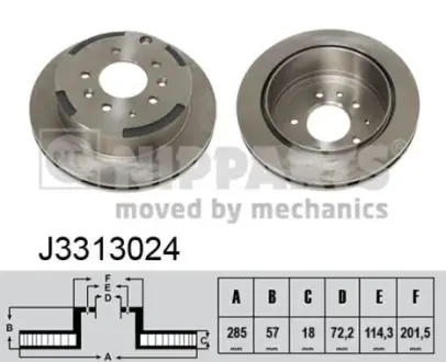 Вентильований гальмівний диск nipparts J3313024