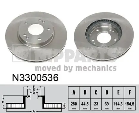 Вентилируемый тормозной диск nipparts N3300536