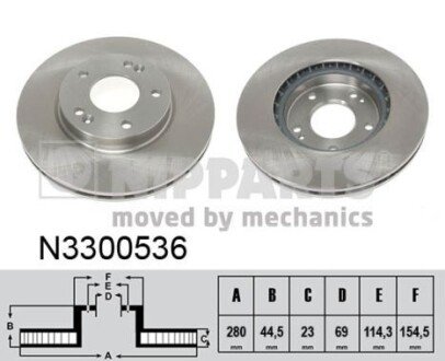 Вентильований гальмівний диск nipparts N3300536