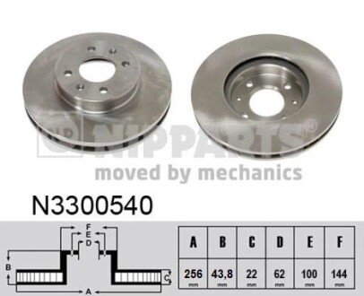 Вентильований гальмівний диск nipparts N3300540