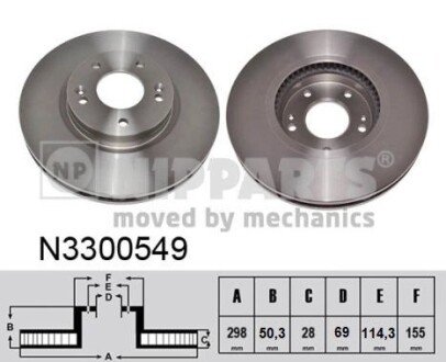 Вентилируемый тормозной диск nipparts N3300549 на Hyundai Санта фе 2