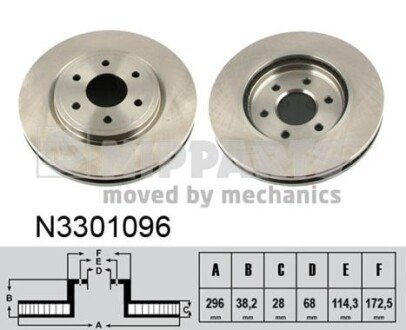 Вентильований гальмівний диск nipparts N3301096 на Ниссан Навара