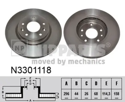 Вентильований гальмівний диск Nipparts N3301118