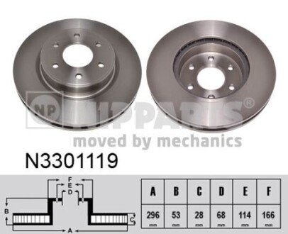 Вентилируемый тормозной диск nipparts N3301119