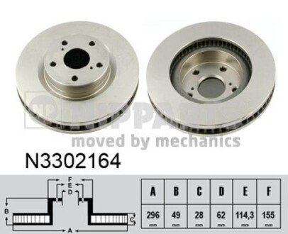 Вентильований гальмівний диск nipparts N3302164