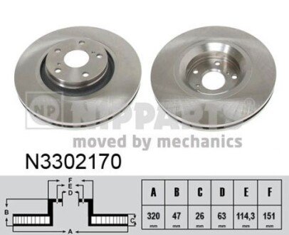 Вентильований гальмівний диск nipparts N3302170