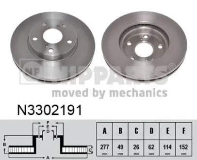 Вентильований гальмівний диск Nipparts N3302191
