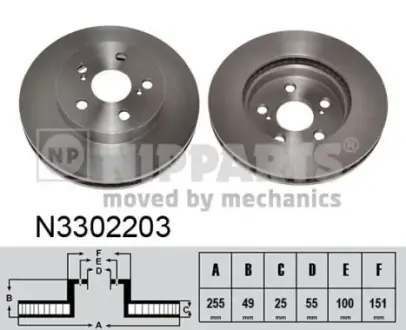 Вентильований гальмівний диск Nipparts N3302203