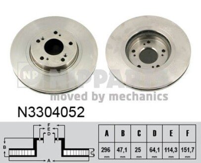 Вентилируемый тормозной диск nipparts N3304052 на Хонда Аккорд 8