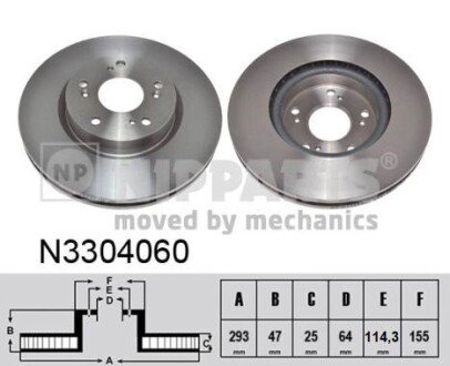 Вентилируемый тормозной диск nipparts N3304060