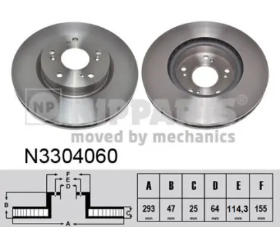 Вентилируемый тормозной диск nipparts N3304060
