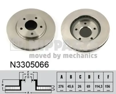 Вентильований гальмівний диск Nipparts N3305066
