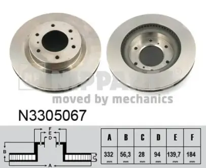 Вентильований гальмівний диск Nipparts N3305067