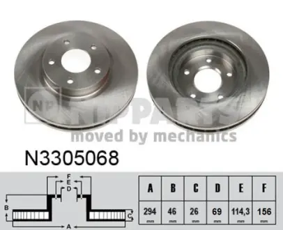 Вентильований гальмівний диск Nipparts N3305068