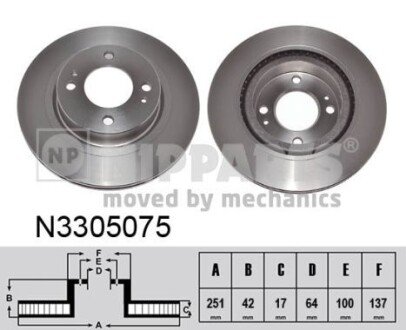 Вентильований гальмівний диск nipparts N3305075