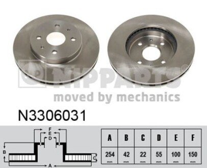 Вентильований гальмівний диск nipparts N3306031