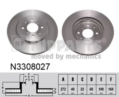 Вентильований гальмівний диск Nipparts N3308027