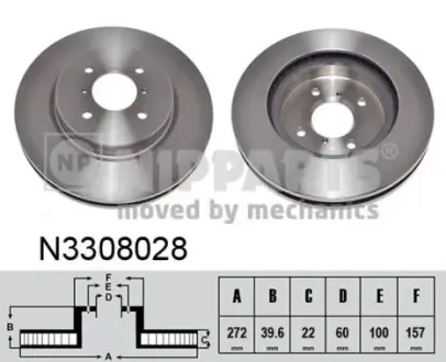 Вентильований гальмівний диск Nipparts N3308028