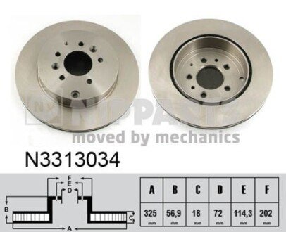 Вентильований гальмівний диск nipparts N3313034