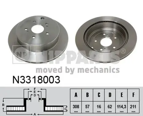 Вентилируемый тормозной диск nipparts N3318003