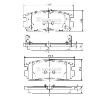 Задні тормозні (гальмівні) колодки nipparts J3610905