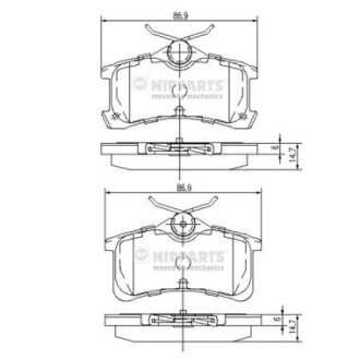 Задні тормозні (гальмівні) колодки nipparts J3612026