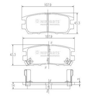 Задние тормозные колодки nipparts J3615005 на Митсубиси Паджеро 2