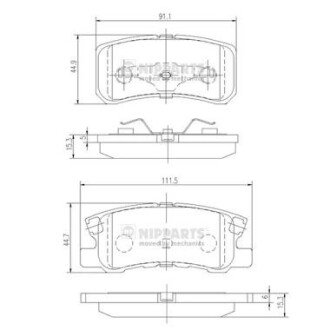 Задні тормозні (гальмівні) колодки nipparts J3615010 на Jeep Compass