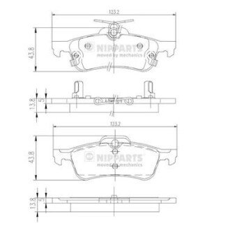 Задние тормозные колодки nipparts N3612036 на Тойота Ярис