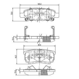 Задні тормозні (гальмівні) колодки nipparts N3615015 на Jeep Compass