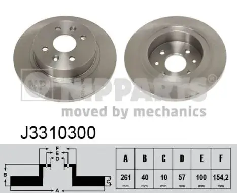 Задний тормозной диск nipparts J3310300
