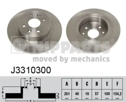 Задний тормозной диск nipparts J3310300