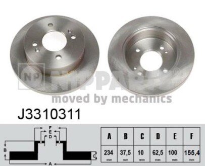 Задний тормозной диск nipparts J3310311