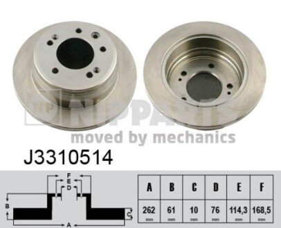 Задний тормозной диск nipparts J3310514 на Киа Ceed 2008